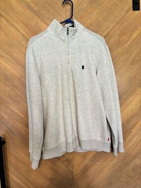 Izod Men's Light Oatmeal Half-Zip Sweater